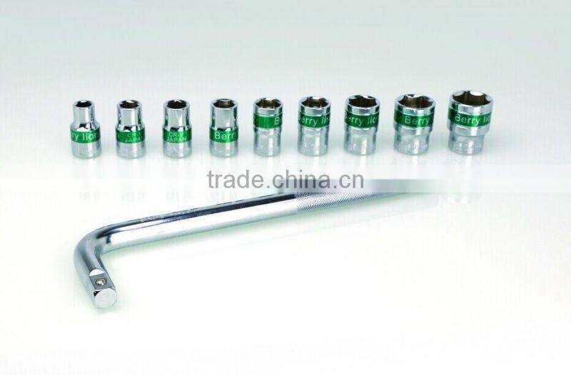 Berrylion Socket Set 9pcs sockets with 1piece L Type Curved Rod wrench