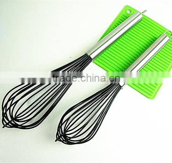 37055 new style silicone whisk with stainless steel handle