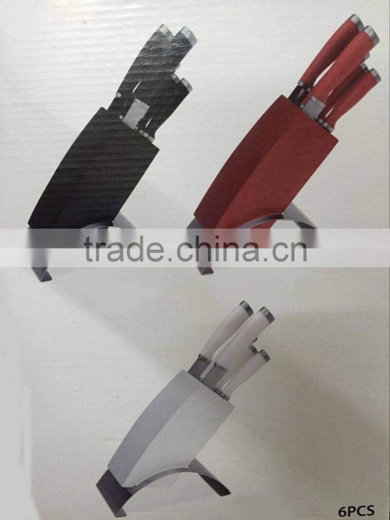 5pcs knife steel set with wood block