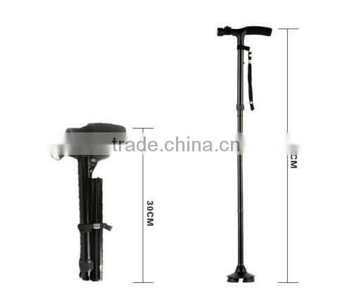 2017 new hot Multifunctional Trusty Cane Walking Stick Old People LED Light 4-feet Folding