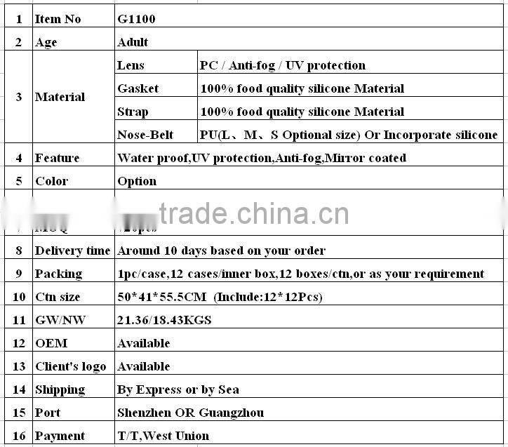 Durable sports brand popular silicone goggles for men women unisex in fashion