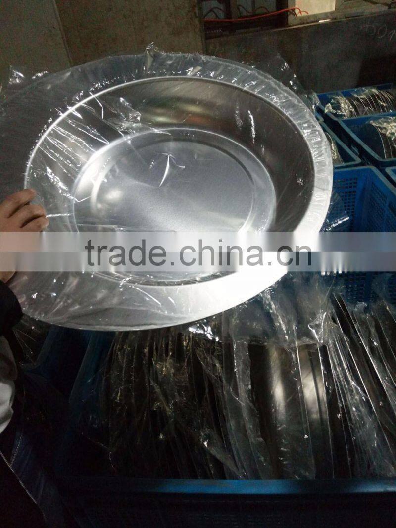 Vintage Round Aluminum Saucer Sled Metal Snow Disc w/ Canvas Strap Handles 25"