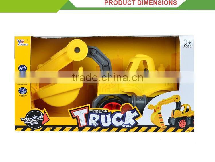 Newest product large plastic trucks sliding diecast excavator model