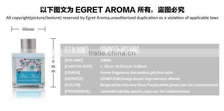 Wholesale luxury Square 100ml Scented ceramic flower Diffuser, Aroma reed Diffusers gift set