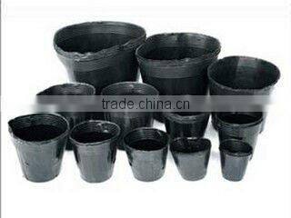 black flower plastic nursery pots