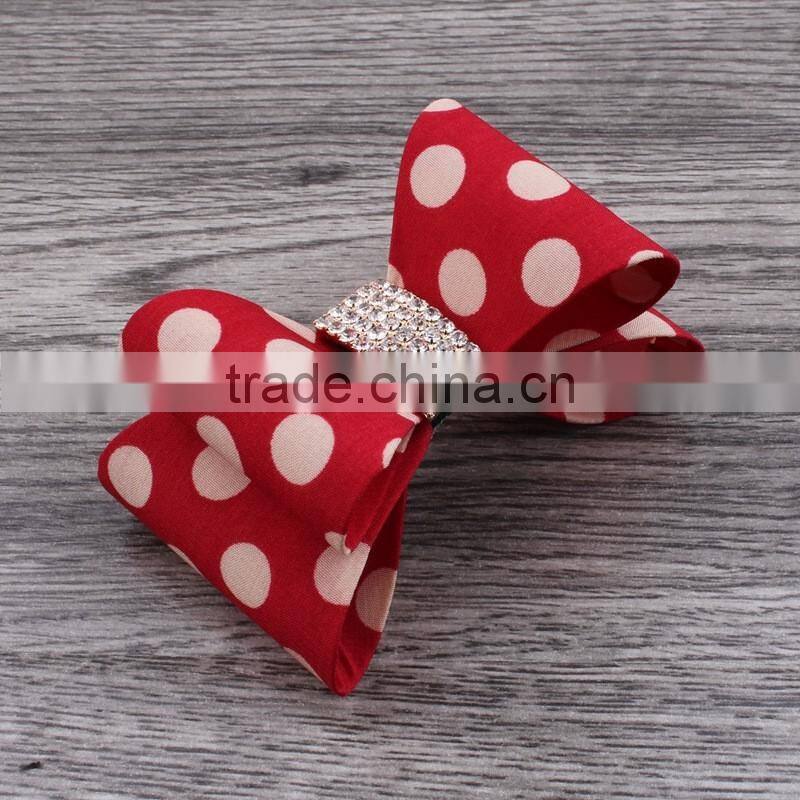plastic bow flower clip wtih rhinestone center for kids hair accessories