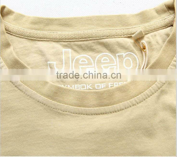 Jeep classical enzyme washed mens tee shirt with patched shoulder