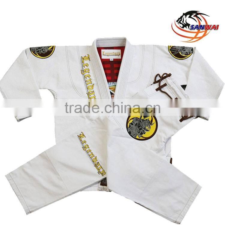 450gsm double weave fabric Gracie jiu-jitsu gi with custom embroideries and patches