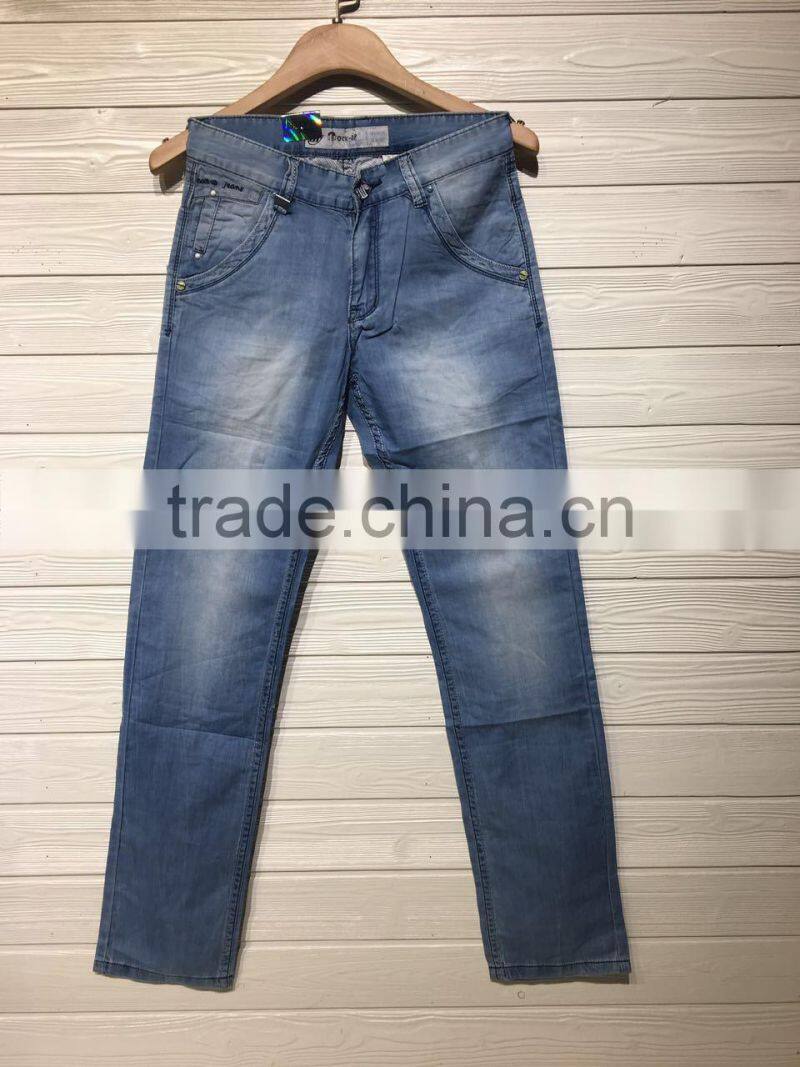 GZY Blue Straight Men Jeans Stock Lot In Bulk For South America 2017