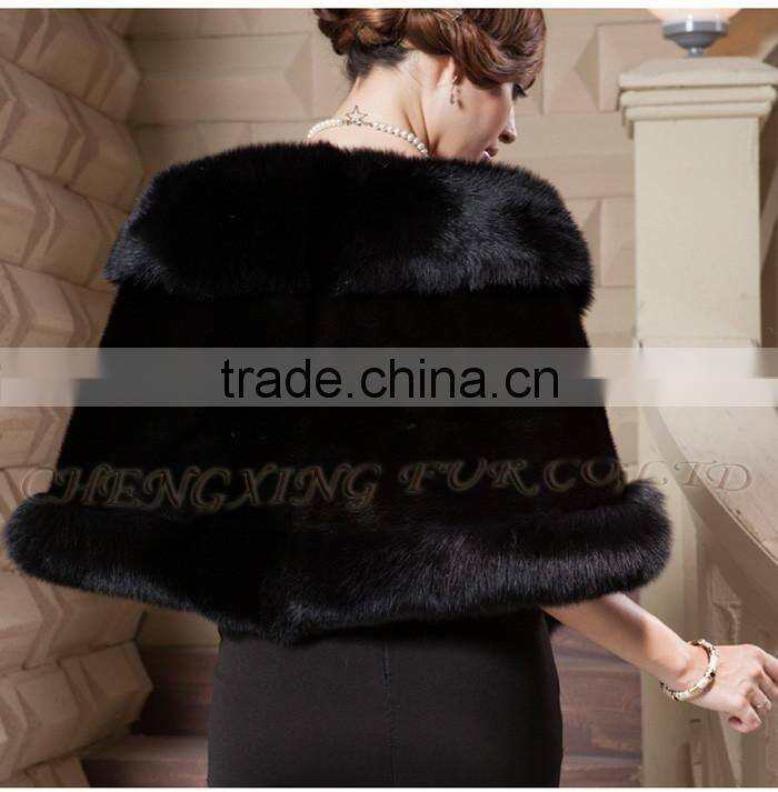 CX-B-M-05F Wholeslae Fashion Ladies Fox Fur Cape /Fox Fur Shawl 2016