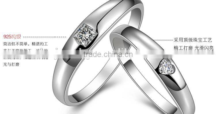 925 Sterling Silver Cubic Zirconia Solitaire White Cheap Couple Rings
