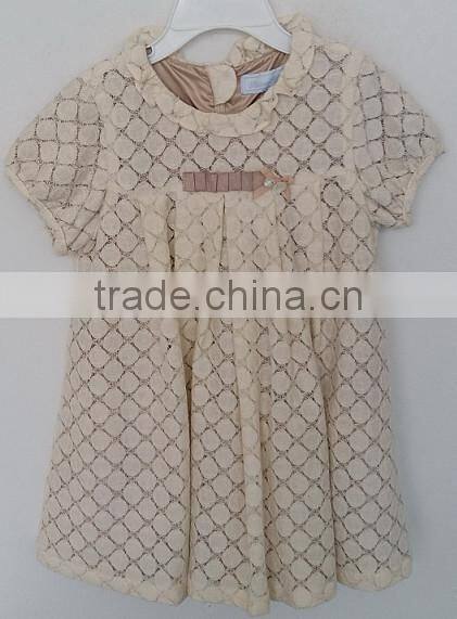 cute baby girls beige embroidered dress for summer
