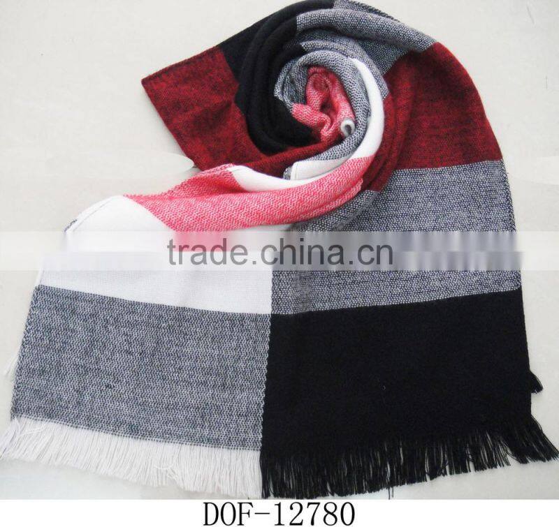 Designer plaid acrylic knitted winter shawl