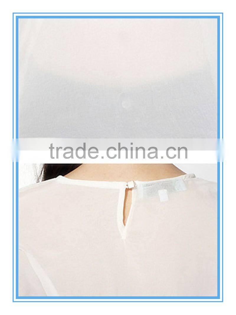 Fashion White New Design Beaded Shoulders Ladies Fancy Sleeveless Tops