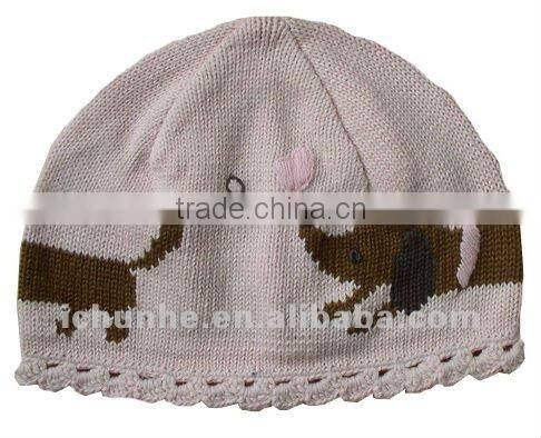 lovely & fashion knitted cute hats with handmade flower