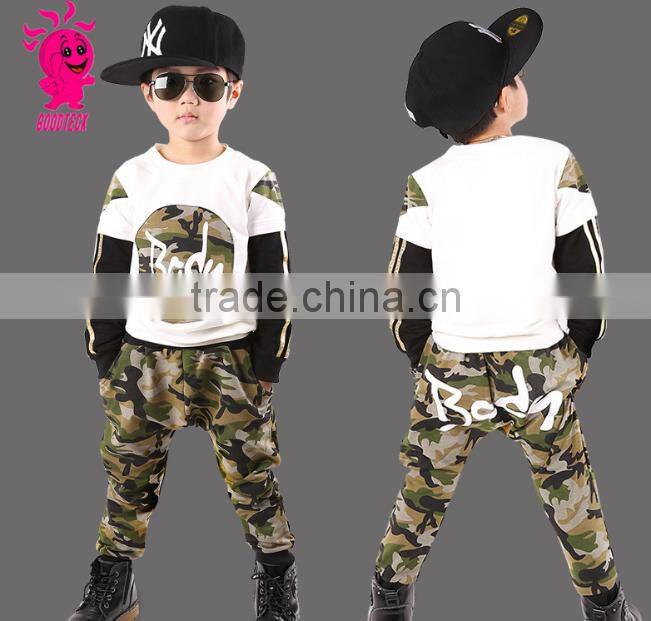 Fashion Kids Boys Clothes Set Top Coat and Pants 2pcs Set Camouflage Children Baby
