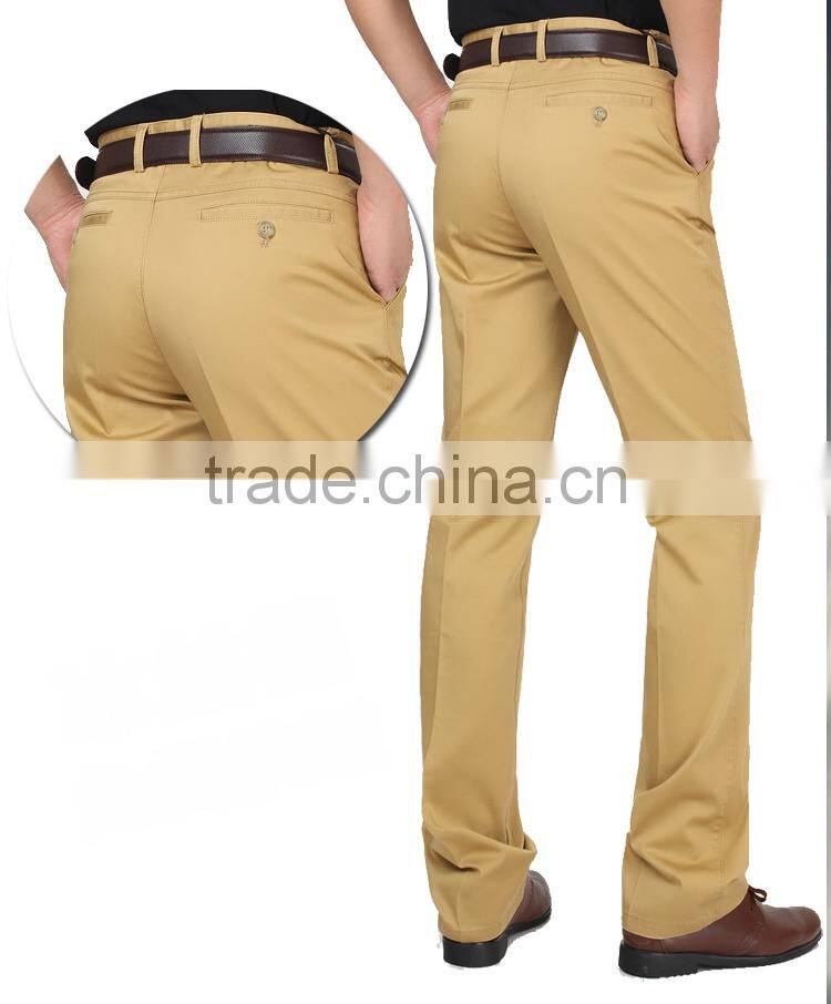 Men's Anti-wrinkle Flat-Front Slim Fit Long Chino Pant