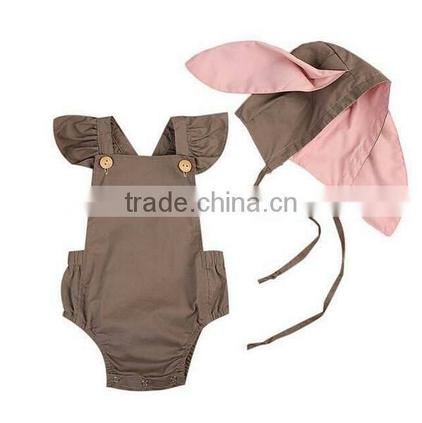 Wholesale Little Girls Clothes Newborn Baby Boutique Solid Cotton Romper For Kids