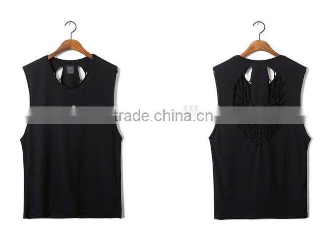 Wholesale Cheap Round Collar Black color cotton vest for men