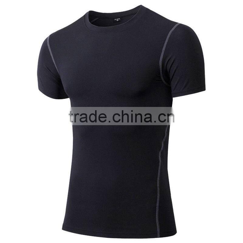 Tights Muscle Men's Stretch Fabric Dry Fit T-shirts Compression Sports Training Athletic Running Wear Gym Mens T Shirts