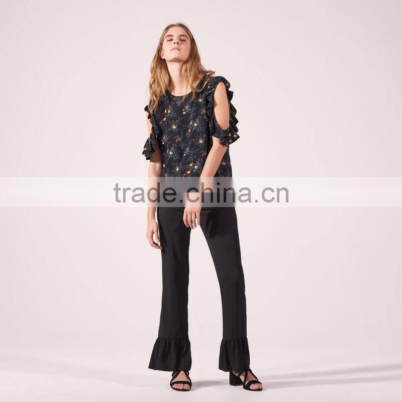 2017 BEST STYLE women simple floral print bare shoulder blouse