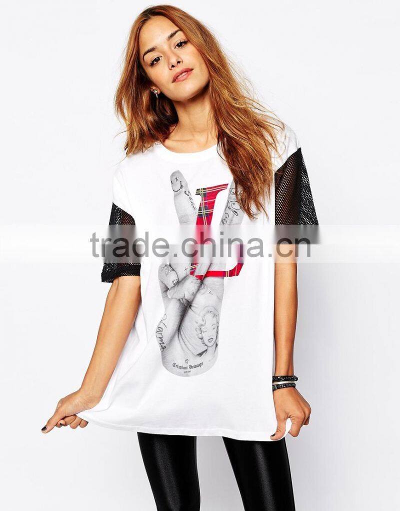 Criminal Damage Oversized T-Shirt With Love Victory Print