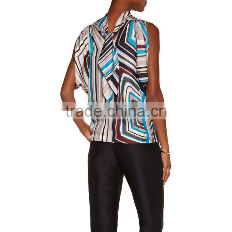 printing polyester seamless camisole staple fiber lady blouse new style