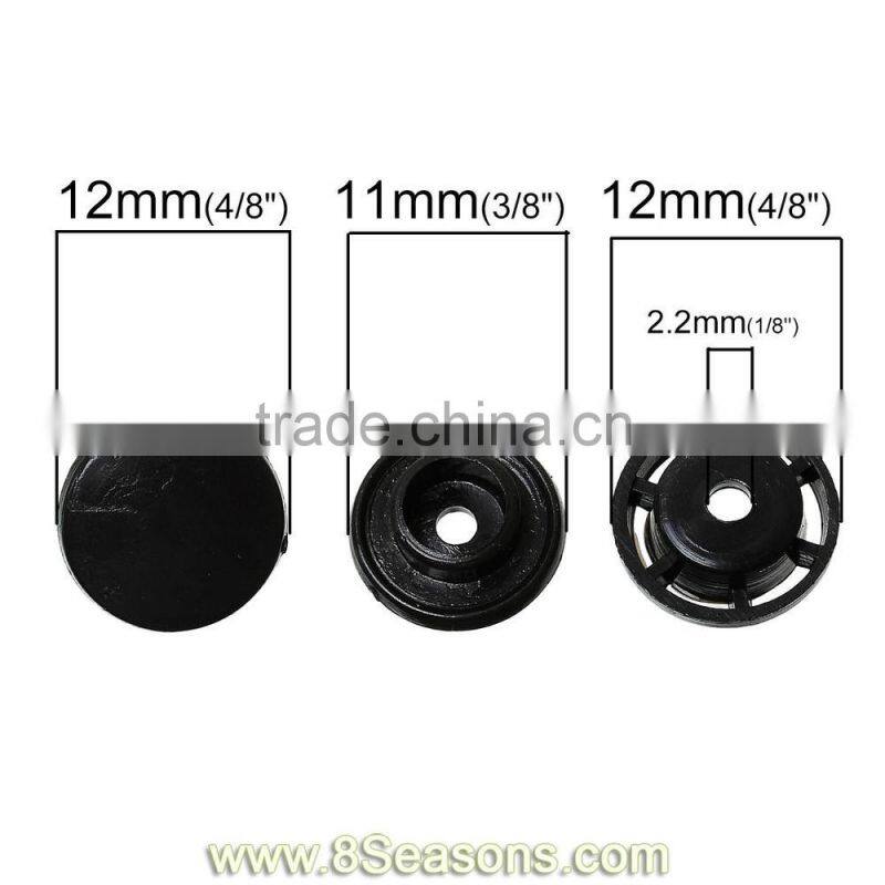Resin Snap Fastener Set Buttons Round Black Button Scrapbooking