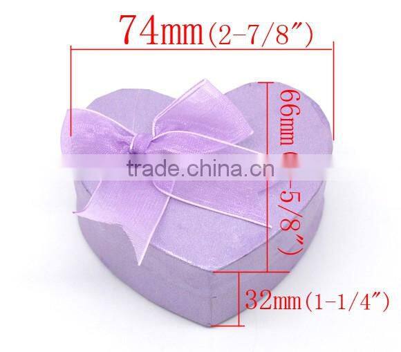 Mauve Heart Shaped Wedding Jewelry Necklaces /Rings Display Gift Paper Box Cases