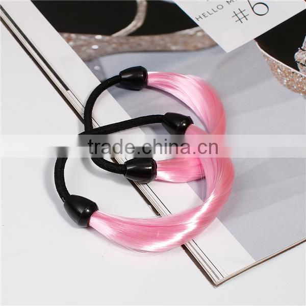 Chemical Fiber Hair Ties Round Light Pink Colorful Elastic Hair Bands