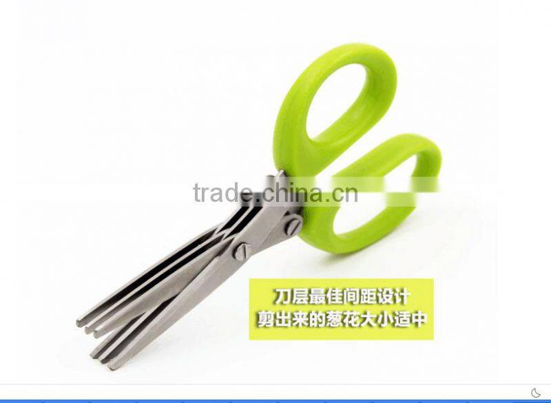 Multifunction Kitchen Herb Shears Scissors Vegetables Cutting Stainless Steel 5 Blades Herb Scissors