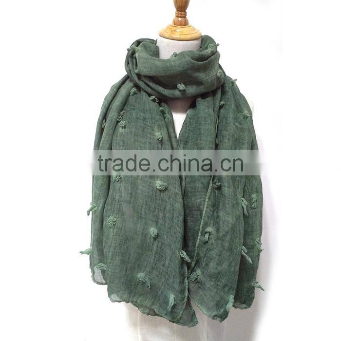 New fashion custom cutting pattern plain dyed linon viscose hijab scarf in stock