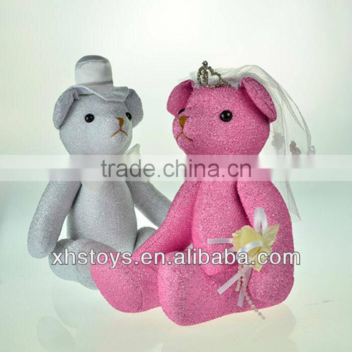 Jointed plush wedding bear couple
