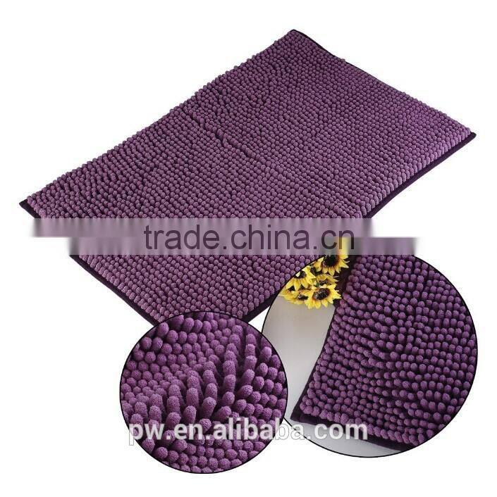 coffee color chenille floor mat Generic Washable Bathroom New Shaggy Rugs Non Slip Bath Mat Thick Shag Pile Size:60cm X 40