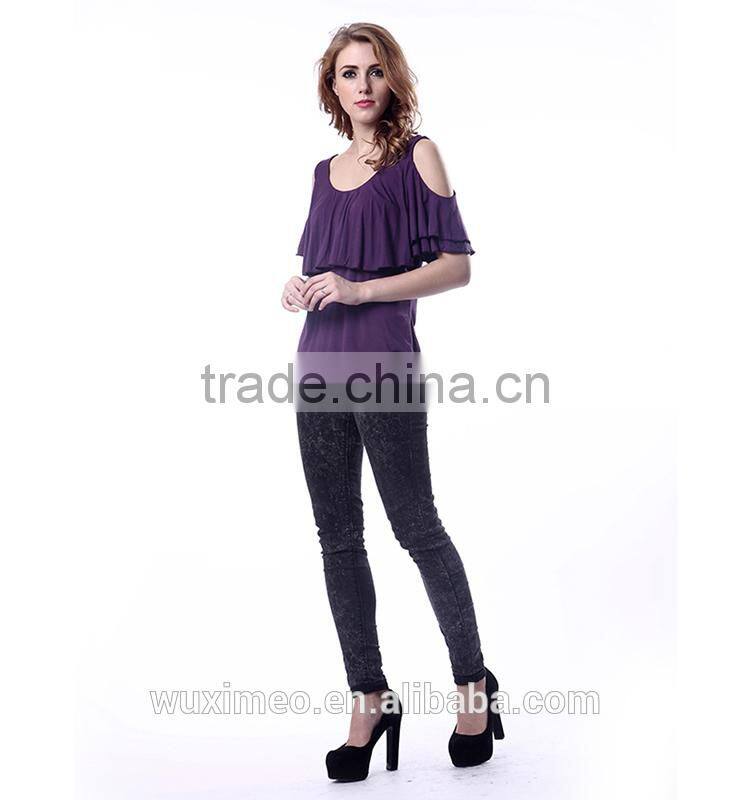 Handmade printed best sell women's sheer t shirt