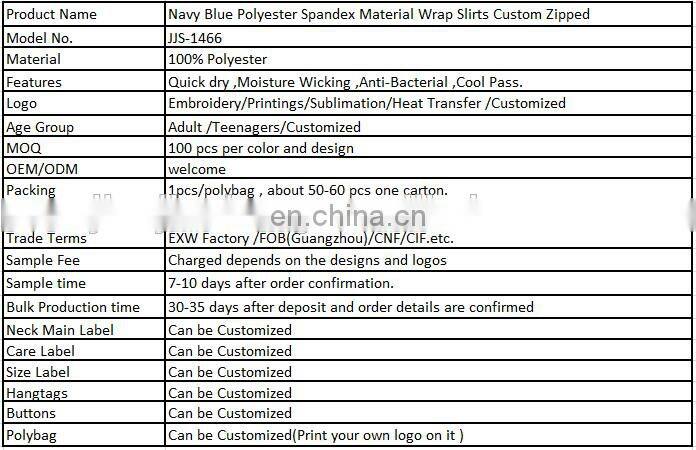 Navy Blue Polyester Spandex Material Wrap Slirts Custom Zipped