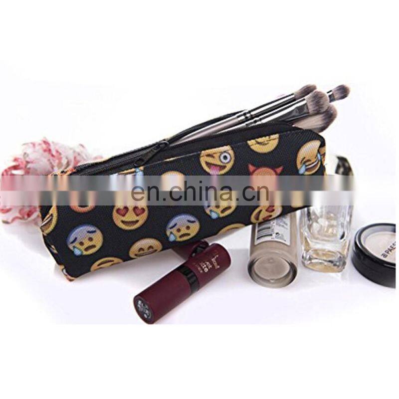 Black Canvas Cute little Zipper Emoji Pencil Case Pouch