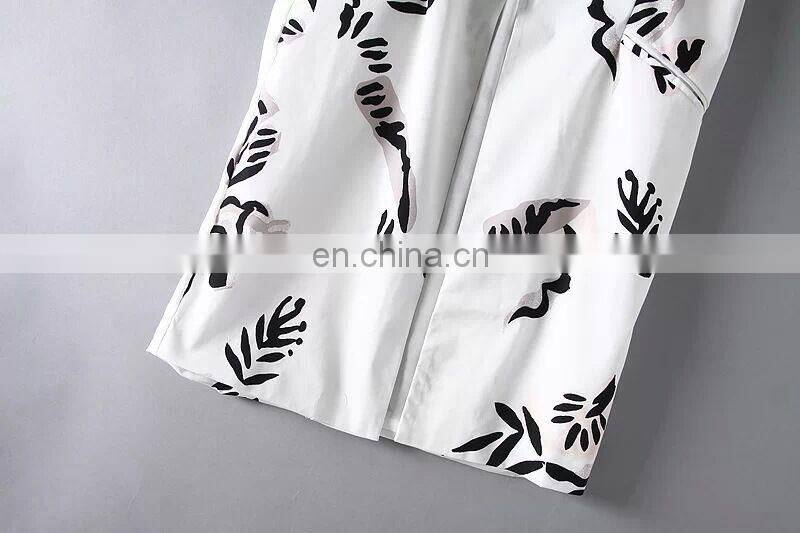 Girls clothes custom jacket women without coats wholesale trees leaf printed fall long vest clothing suit collar vest 2015