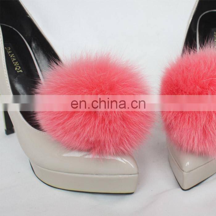 Fashion Accessory Fox Fur Pom Poms for High-heeled Shoes