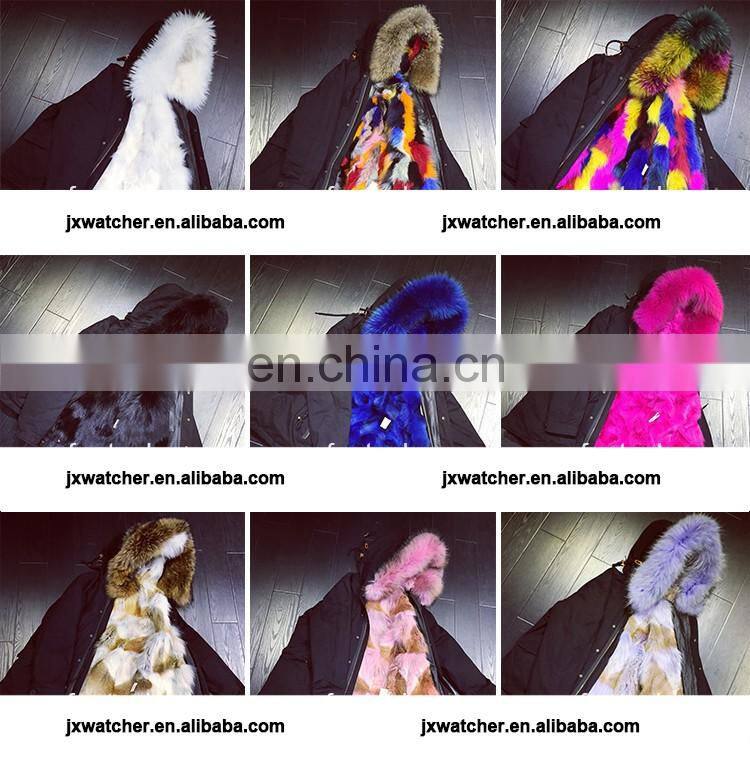 Long Style Warm Winter Real Fox Fur Parka Lined Fur Jacket With Fur Inside