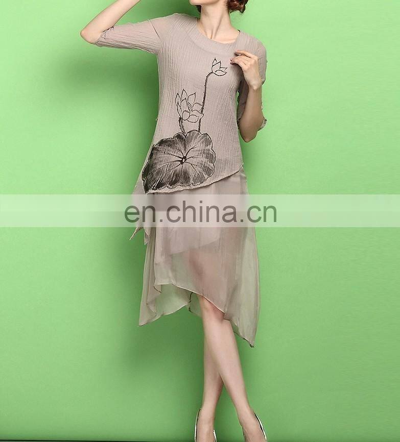 2015 new design half sleeve lady custom dress shirt