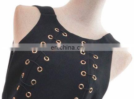 Elegant Women O-neck Sleeveless Asymmetric Hem Black High Sexy Front Split Casual Midi Dress