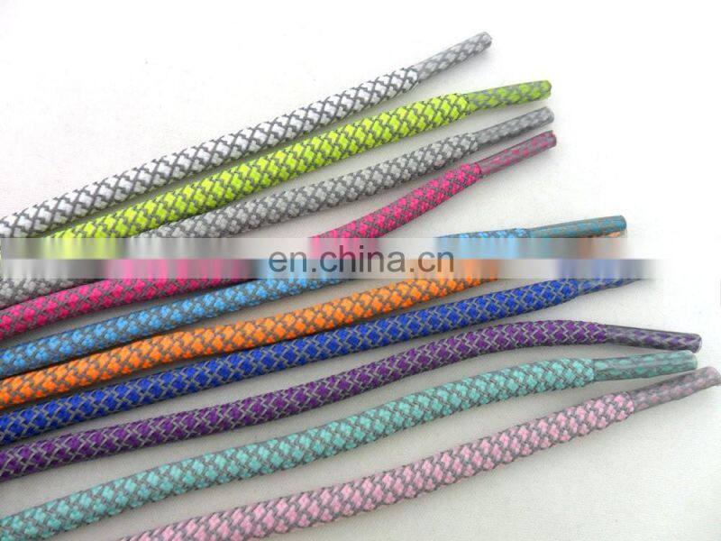 custom logo cheap colorful polyester reflective shoelaces