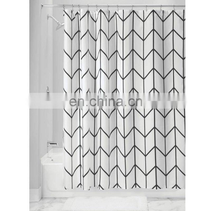 Extra long Black polyester hotel shower curtain with hooks