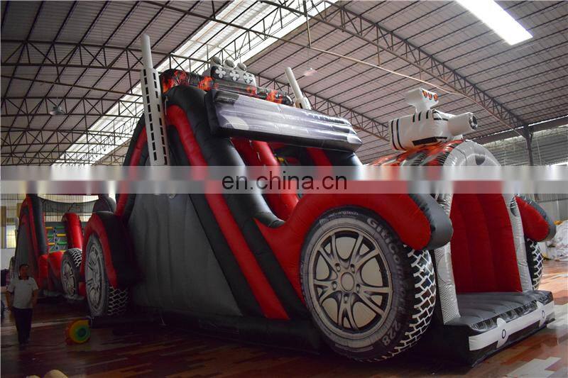 All in one Kids steam train theme inflatable obstacle course bounce house for sale