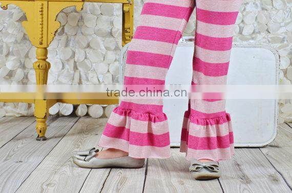 100% cotton ,solid color pant various colors triple ruffle long pant for baby girls