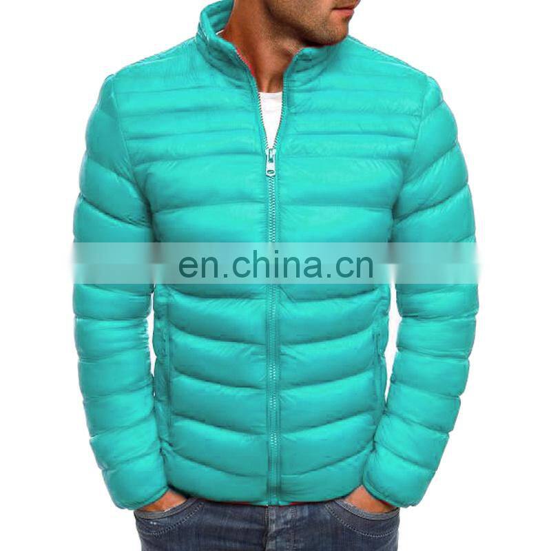 2021 winter new men's pure color simple stand-up collar cotton-padded clothes fashion men's casual cotton-padded clothes