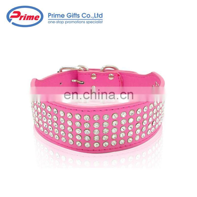 Wholesale PU Leather Luxury Bling Dog Collar with Custom Logo