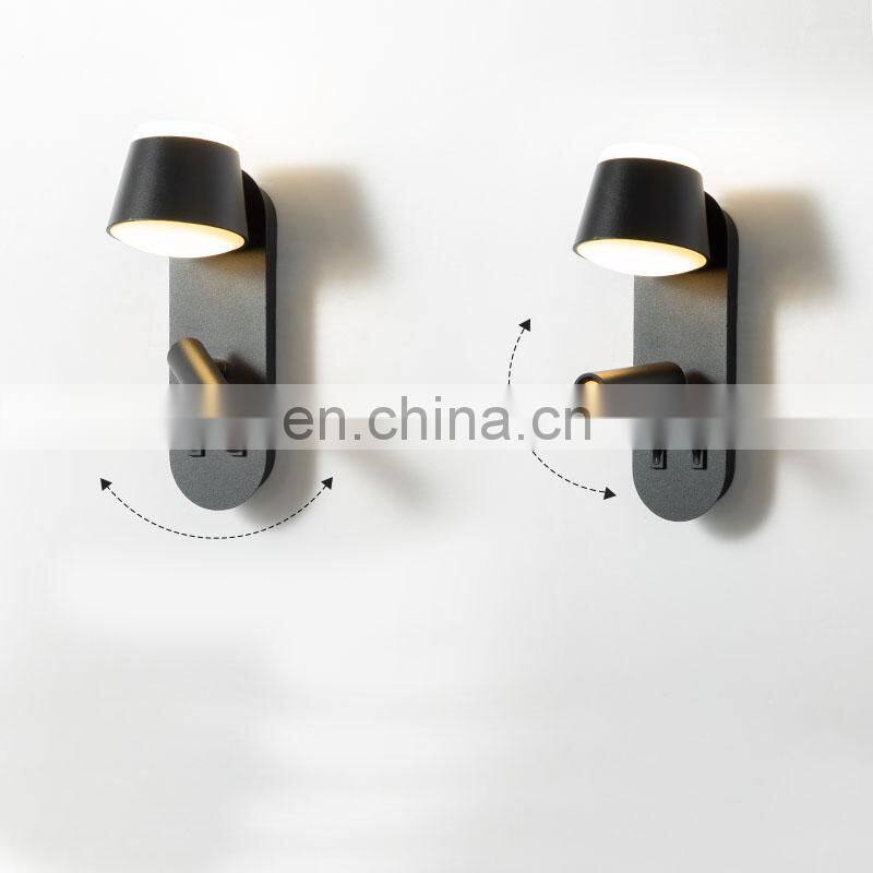 Modern luxury Indoor Hotel Room bedroom bathroom mounted 7W Wall Lamp Adjustable bedside reading COB Led Wall Light