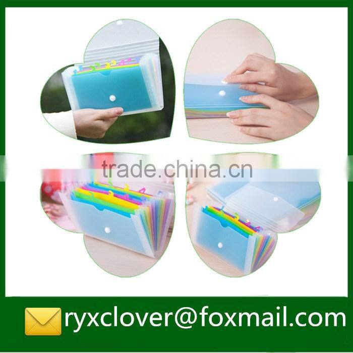 Plastic clear cover expandable handle folder with 12 pockets